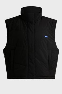 Water-repellent gilet with blue logo label, Black