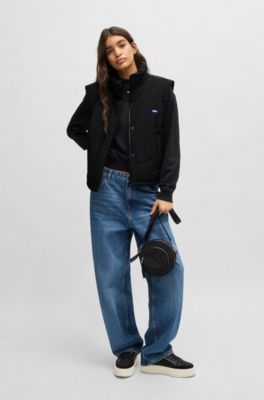 블루 로고 라벨 발수 베스트, 블랙