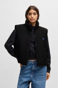 Water-repellent gilet with blue logo label, Black