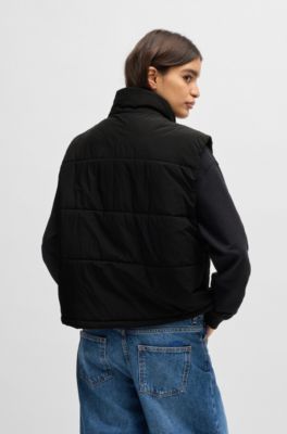 블루 로고 라벨 발수 베스트, 블랙