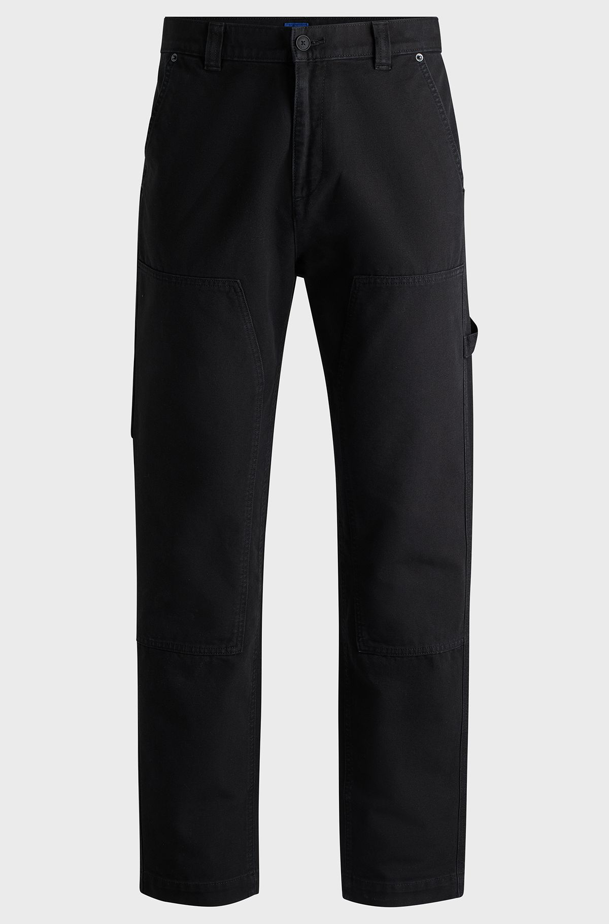 Tapered-fit trousers in cotton canvas, Black