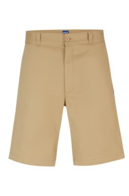 HUGO - Regular-Fit Shorts aus Baumwoll-Twill mit mittlerer Bundhöhe