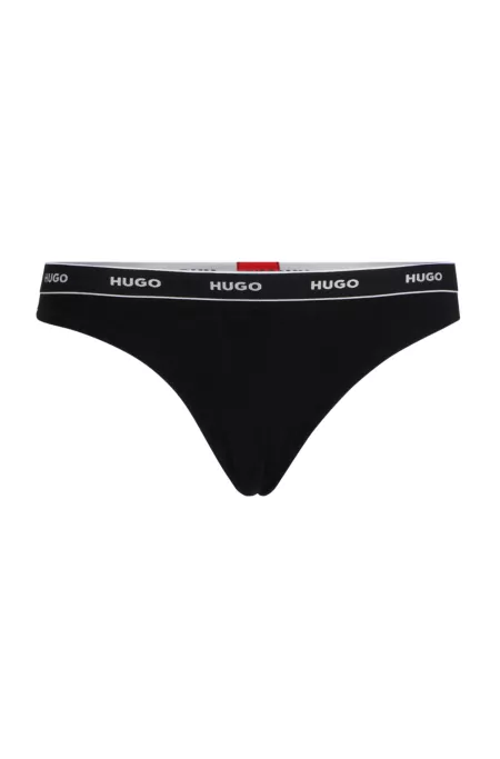 Stretch-cotton string briefs with logo waistband