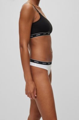 String en coton stretch avec taille logot&eacute;e, Blanc