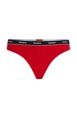 Stretch-cotton string briefs with logo waistband