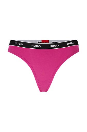 Stretch-cotton string briefs with logo waistband, Dark pink