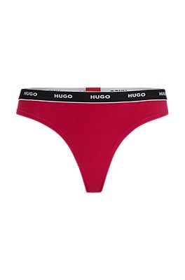 HUGO - Stretch-cotton string briefs waistband with logo