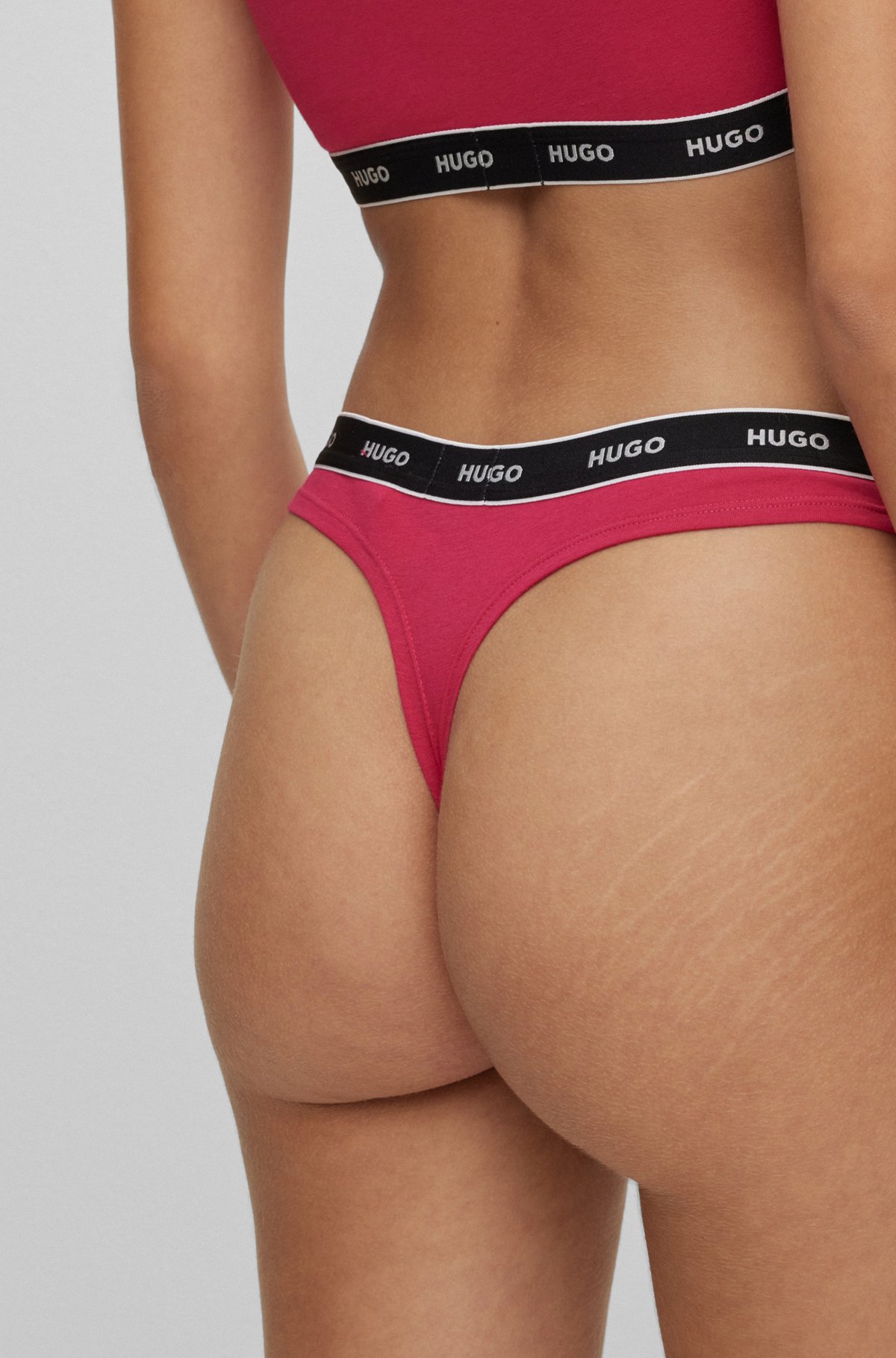 Stretch-cotton string briefs with logo waistband, Pink