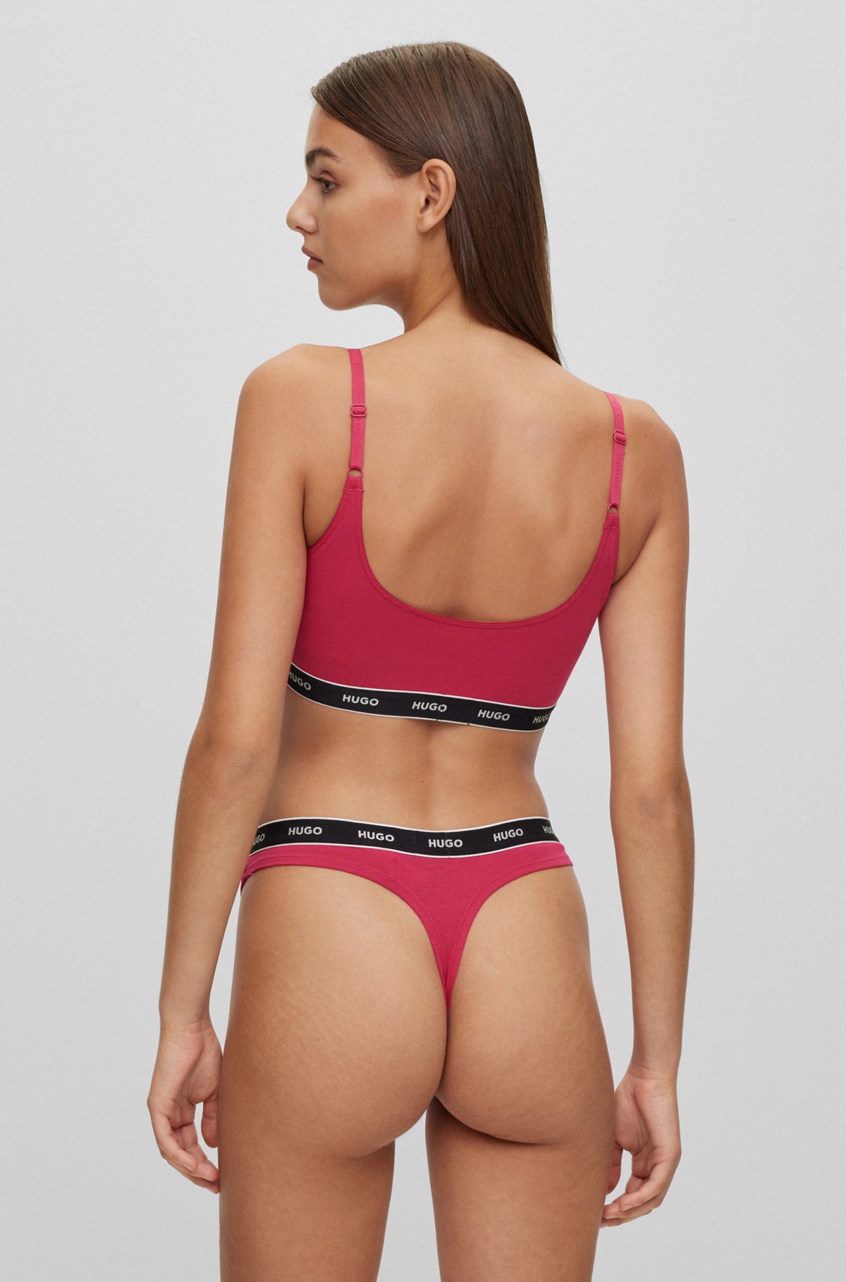 Stretch-cotton string briefs with logo waistband, Pink