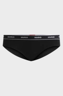 Stretch-cotton regular-rise briefs with logo waistband, Black