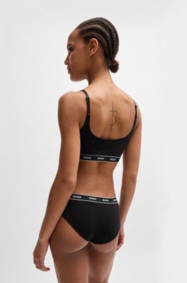 Stretch-cotton regular-rise briefs with logo waistband, Black