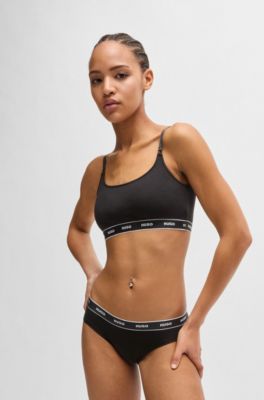 Stretch-cotton regular-rise briefs with logo waistband, Black