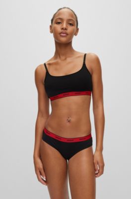 Stretch-cotton regular-rise briefs with logo waistband, Black