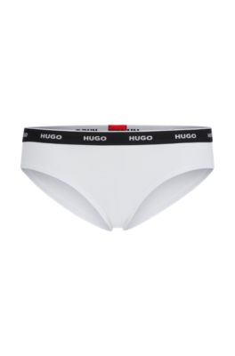 Stretch-cotton regular-rise briefs with logo waistband, White