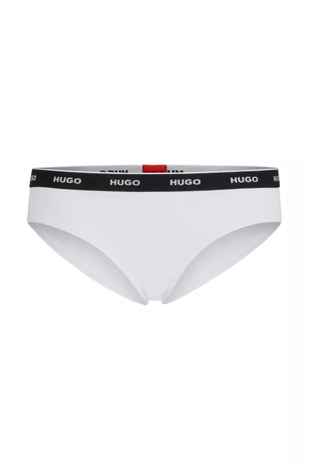 Stretch-cotton regular-rise briefs with logo waistband