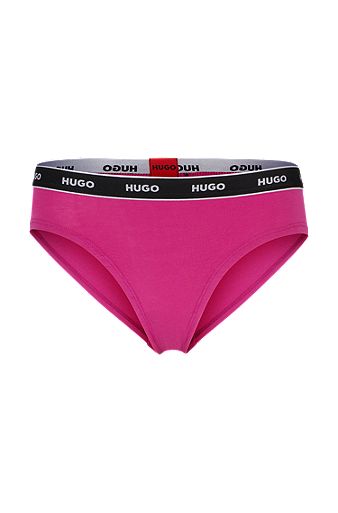 Stretch-cotton regular-rise briefs with logo waistband, Dark pink