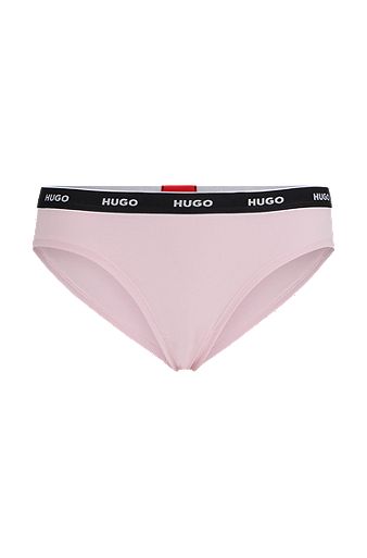 Stretch-cotton regular-rise briefs with logo waistband, light pink