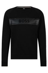 Sweatshirt van katoenen badstof met ton-sur-ton logoprint, Zwart
