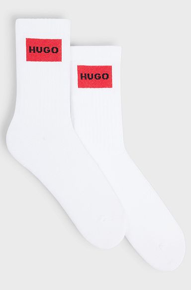 Two-pack of short socks with red logo labels, White