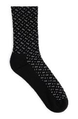 Mittelhohe Socken mit Monogramm-Muster, Schwarz