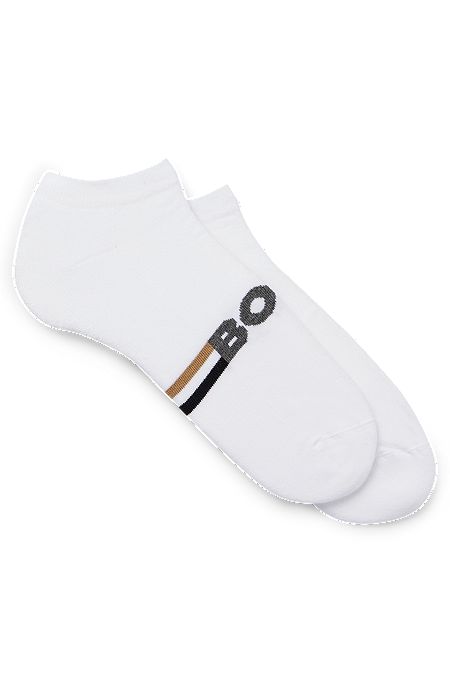 Conjunto de dois pares de meias até ao tornozelo em mistura de algodão, Branco