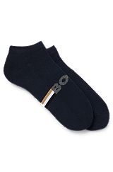 Conjunto de dois pares de meias até ao tornozelo em mistura de algodão, Azul-escuro