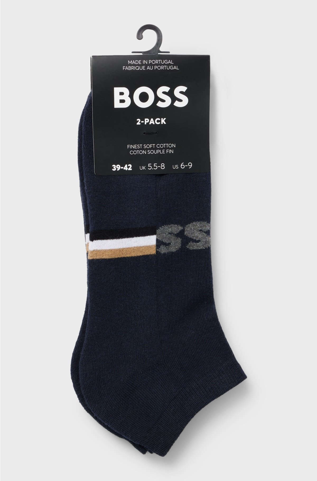 Two-pack of ankle-length socks in a cotton blend, Dark Blue
