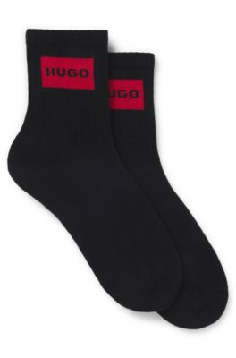Lot de deux paires de chaussettes courtes &agrave; logos rouges, Noir