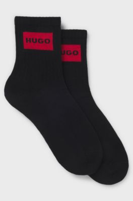Two-pack of short-length socks with red logos, Black