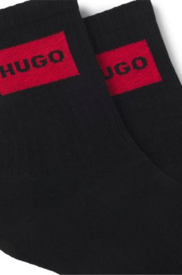Lot de deux paires de chaussettes courtes &agrave; logos rouges, Noir