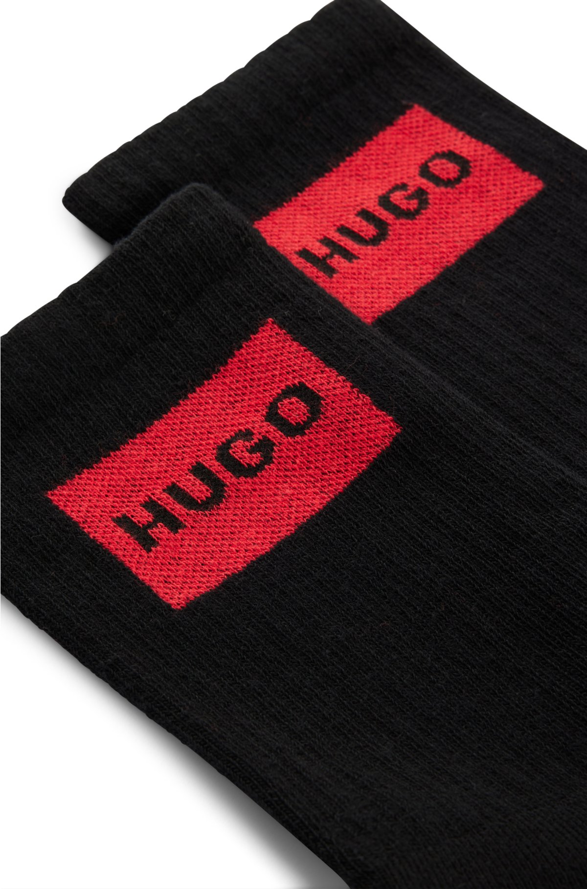 Two-pack of cotton-blend short socks with logos, Black