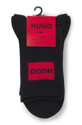 Lot de deux paires de chaussettes courtes &agrave; logos rouges, Noir