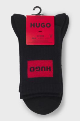 Lot de deux paires de chaussettes courtes &agrave; logos rouges, Noir