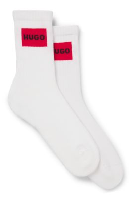 Two-pack of short-length socks with red logos, White