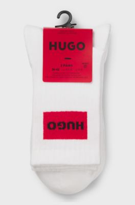 Lot de deux paires de chaussettes courtes &agrave; logos rouges, Blanc