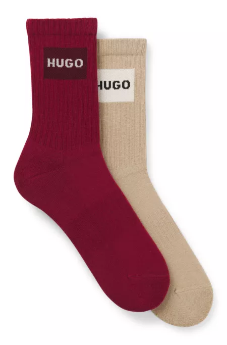 Two-pack of short-length socks with red logos