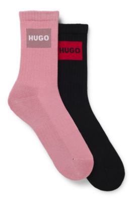 Zweier-Pack kurze Socken mit roten Logos, Schwarz / Rosa