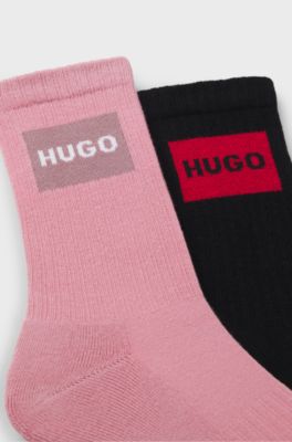 Two-pack of short-length socks with red logos, Black / Pink