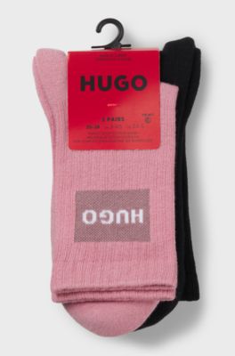 Two-pack of short-length socks with red logos, Black / Pink