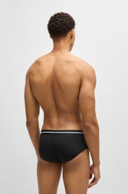 Boxer corti in cotone elasticizzato con elastico in vita con logo in confezione da tre, Nero