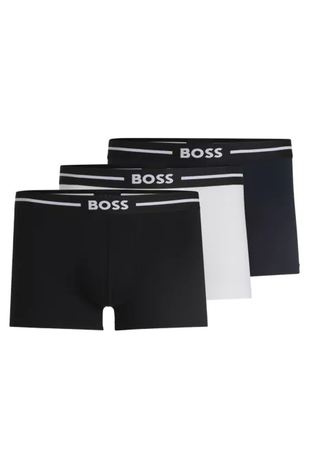 Three-pack of stretch-cotton trunks with logo waistbands