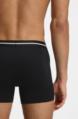 Three-pack of stretch-cotton boxer briefs with logos, Black