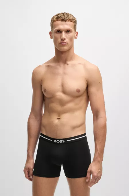 Three-pack of stretch-cotton boxer briefs with logos