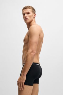 Three-pack of stretch-cotton boxer briefs with logos, Black