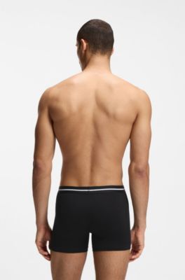 Three-pack of stretch-cotton boxer briefs with logos, Black