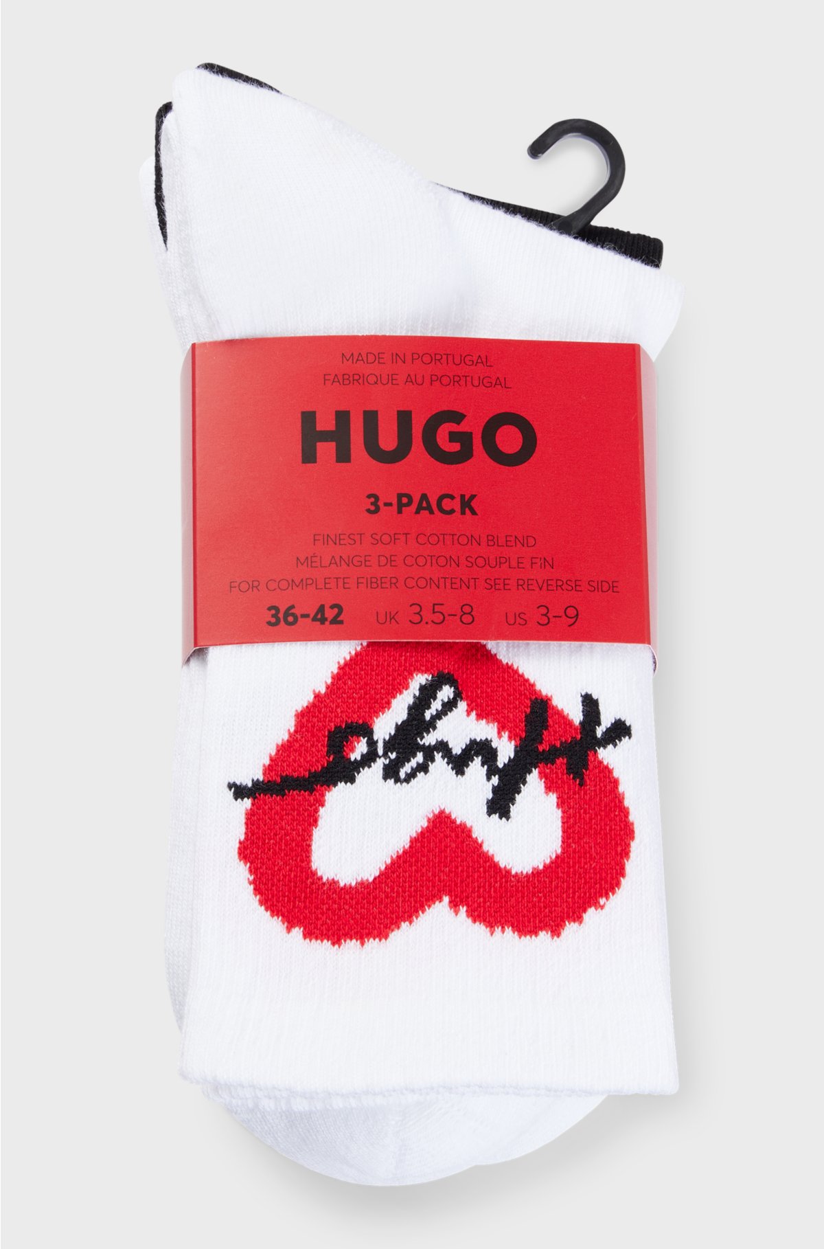 Three-pack of quarter-length cotton-blend socks, White / Black