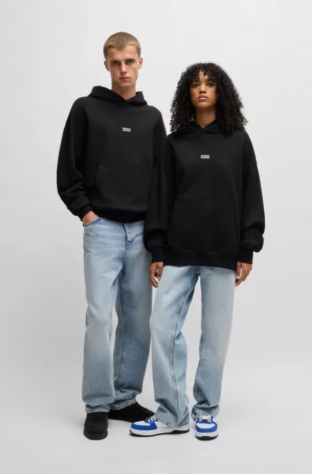 Cotton-terry loose-fit hoodie with logo details