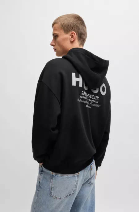 Cotton-terry loose-fit hoodie with logo details