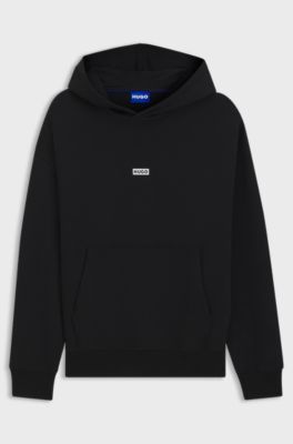 Loose-Fit Hoodie aus Baumwoll-Terry mit Logo-Details, Schwarz