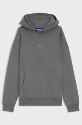 Cotton-terry loose-fit hoodie with logo details, Grey